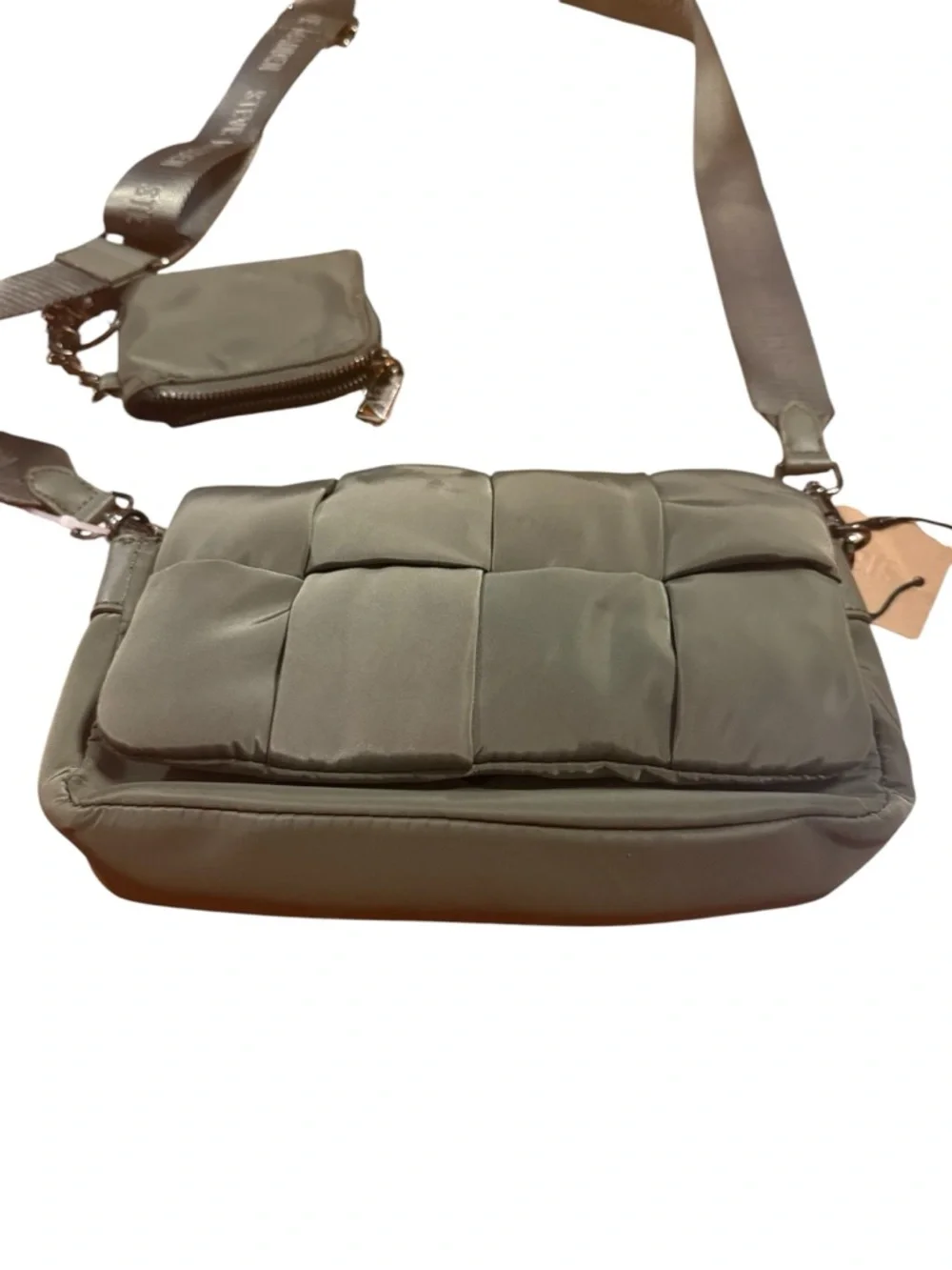 Steve Madden Quilted Olive Crossbody Messenger Bag w/ Detachable Coin Pouch NWT